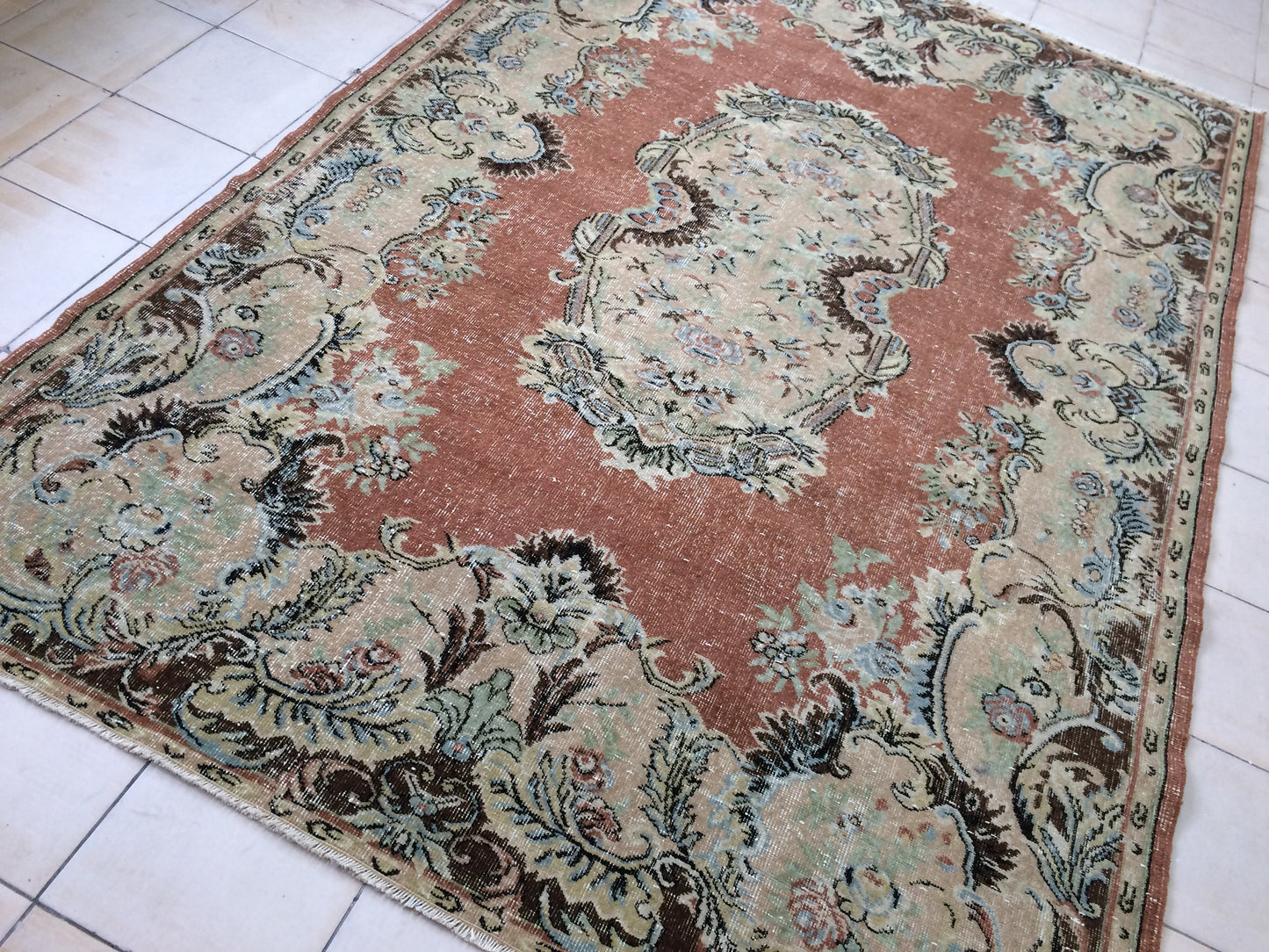 6.5 x 9.6 Oushak Rug Large Area handmade Rug Vintage Rug Hand Made Oriental Rug Turkish Rugs Distressed Rug