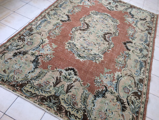 6.5 x 9.6 Oushak Rug Large Area handmade Rug Vintage Rug Hand Made Oriental Rug Turkish Rugs Distressed Rug