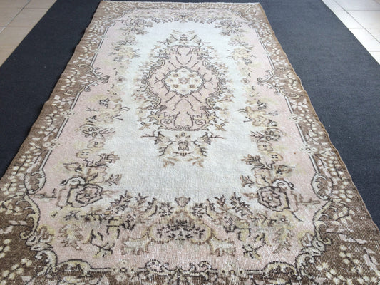 Vintage living room rug , Earth Tones Rug,pastel rugs, Turkish Oushak Rugs, Vintage Runner Rug, Muted Color Rug,Vintage Oushak Rug, 7.5 x 4