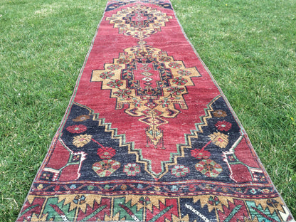 2.8 x 10.10 Vintage Runner Rugs Turkish Runner Rugs Oushak  Rug, Bohemian  RUNNER