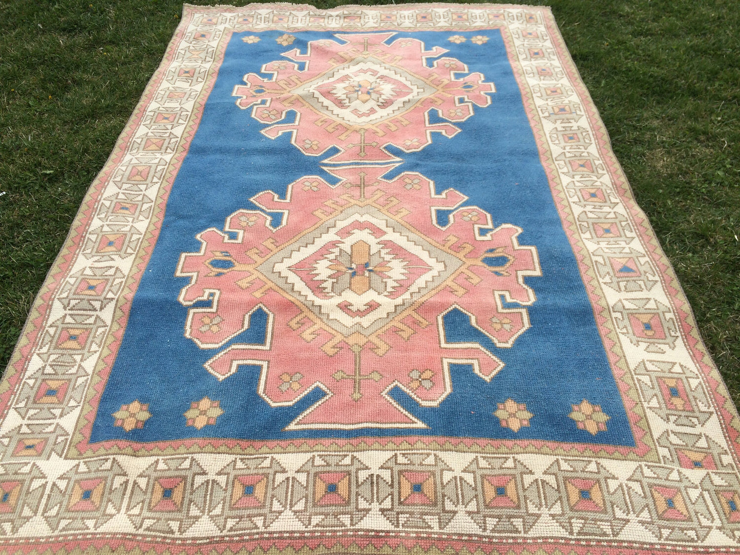 Large Area BLUE BOHEMIAN Rug, Unique Motif Rug, Oushak RugS, Oushak antique Rug, Hand woven Rug, Weaving Rug, High Quality Rug, Kitchen Rug