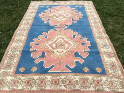 Large Area BLUE BOHEMIAN Rug, Unique Motif Rug, Oushak RugS, Oushak antique Rug, Hand woven Rug, Weaving Rug, High Quality Rug, Kitchen Rug