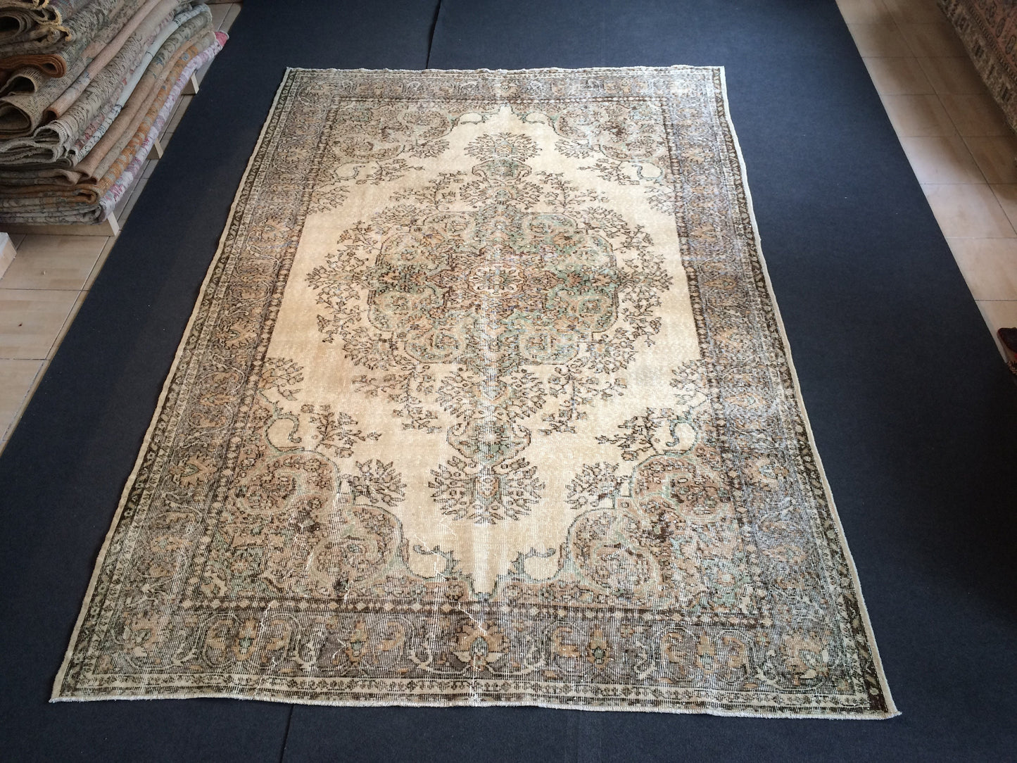 9.8 x 6.5 Large Oushak Rug, Vintage Rug Oushak Rug , Wool  Rug Turkish  Rugs Persian Rug Muted Persian Rug