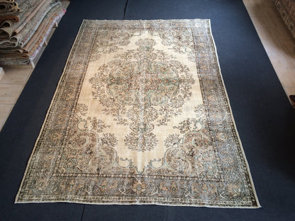 9.8 x 6.5 Large Oushak Rug, Vintage Rug Oushak Rug , Wool  Rug Turkish  Rugs Persian Rug Muted Persian Rug