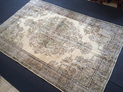 9.8 x 6.5 Large Oushak Rug, Vintage Rug Oushak Rug , Wool  Rug Turkish  Rugs Persian Rug Muted Persian Rug