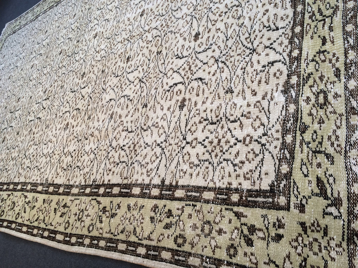 9.6 X 6 Green Flowers motifs Rug, Wool   Oushak Rug, Oushak Rug, Turkish Oushak Rug 6 by 10 Muted Rug