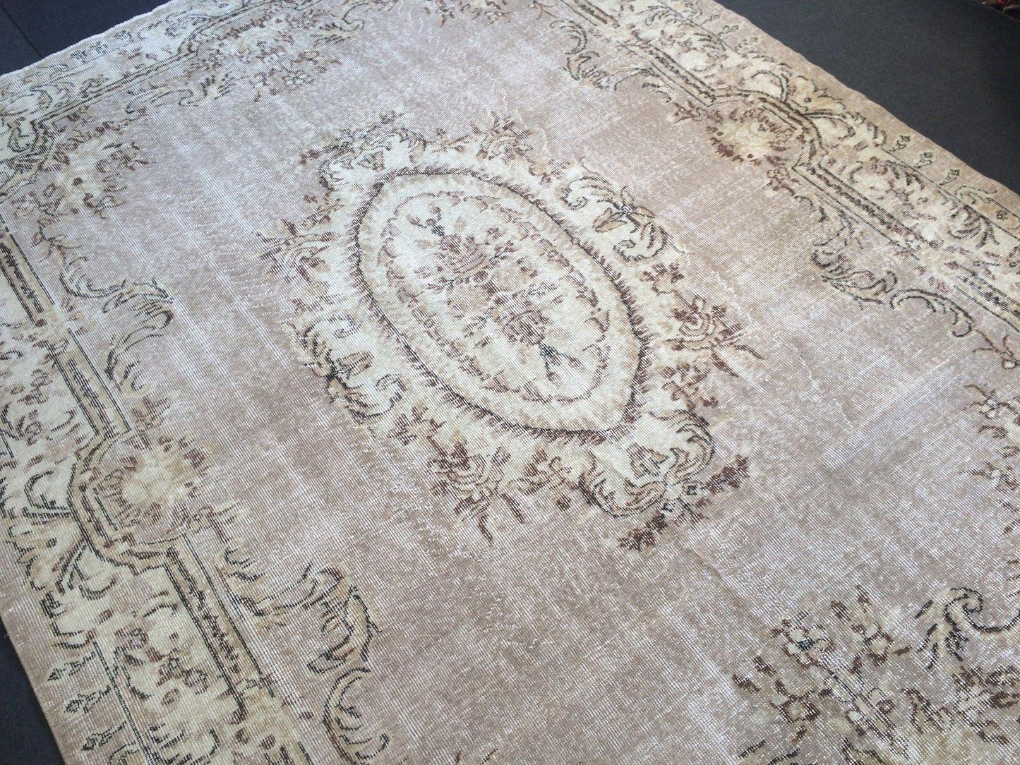 7.4 x 10 Vintage Oushak Large Area Turkish Rug Wool Oushak Rug Oushak Rugs 8 by 10 Muted Rug Oriental Rug Persian Rug