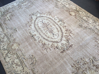 7.4 x 10 Vintage Oushak Large Area Turkish Rug Wool Oushak Rug Oushak Rugs 8 by 10 Muted Rug Oriental Rug Persian Rug