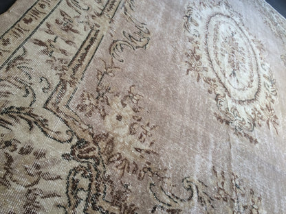 7.4 x 10 Vintage Oushak Large Area Turkish Rug Wool Oushak Rug Oushak Rugs 8 by 10 Muted Rug Oriental Rug Persian Rug