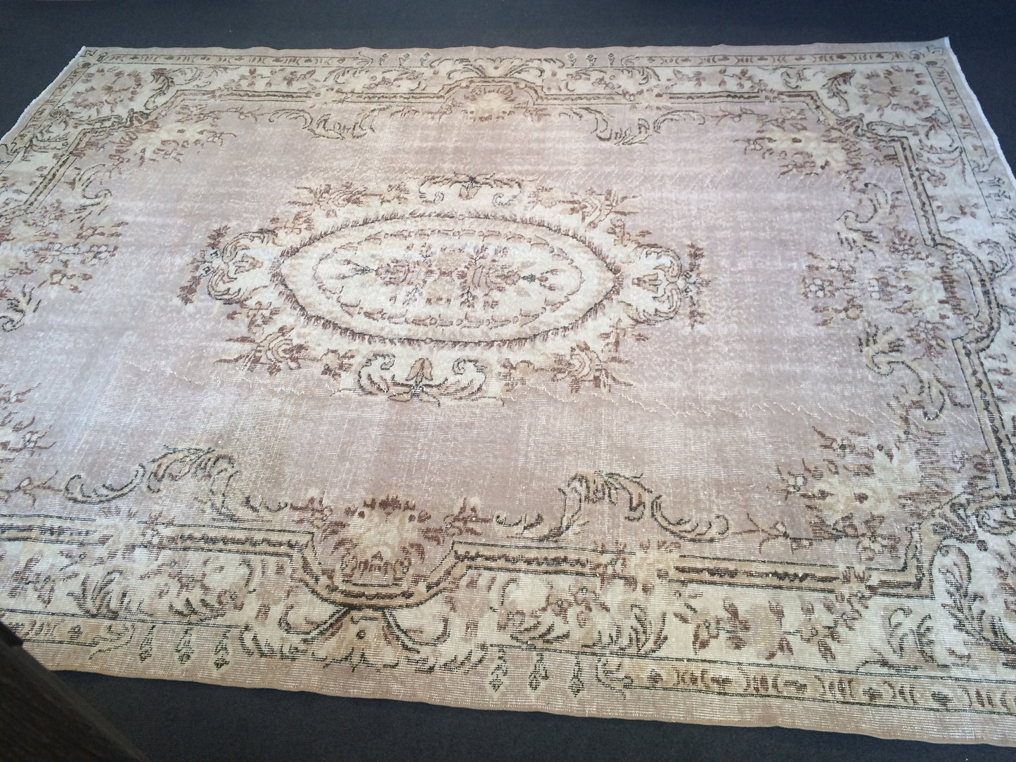 7.4 x 10 Vintage Oushak Large Area Turkish Rug Wool Oushak Rug Oushak Rugs 8 by 10 Muted Rug Oriental Rug Persian Rug