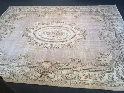 7.4 x 10 Vintage Oushak Large Area Turkish Rug Wool Oushak Rug Oushak Rugs 8 by 10 Muted Rug Oriental Rug Persian Rug