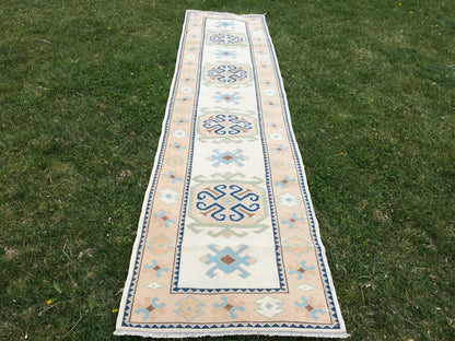 Muted Vintage Runner 3x11 Oushak RUNNER Rug, Turkish Rug, Hallway Runner Rug, Oushak Rug, Oushak Runner Rug, Wool Runner Rug, Faded Runner