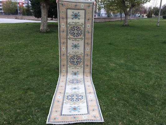 Muted Vintage Runner 3x11 Oushak RUNNER Rug, Turkish Rug, Hallway Runner Rug, Oushak Rug, Oushak Runner Rug, Wool Runner Rug, Faded Runner