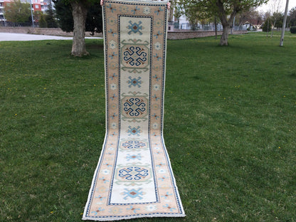 Muted Vintage Runner 3x11 Oushak RUNNER Rug, Turkish Rug, Hallway Runner Rug, Oushak Rug, Oushak Runner Rug, Wool Runner Rug, Faded Runner