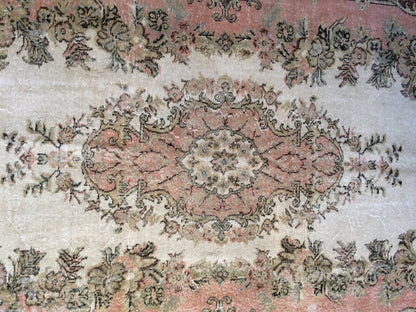 7.8 x 5.2 Pink Large  Area Oushak Rug Vintage Rug Turkish Rug Hand Made Rug