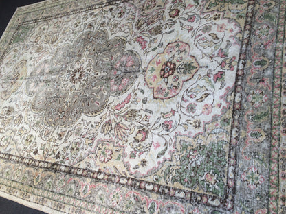 6.7 x 9.8 Turkish Oushak Rug Large Area Rug, Vintage Rug Oushak Rug 7 by 10 Muted Rug