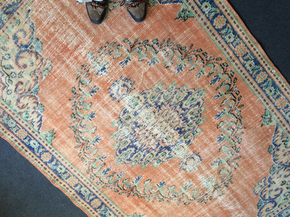 Vintage Rug Turkish Rug Oushak  Rug Bohemian Rug Living Room Rug Wool Oushak Rug Hand Made Rug