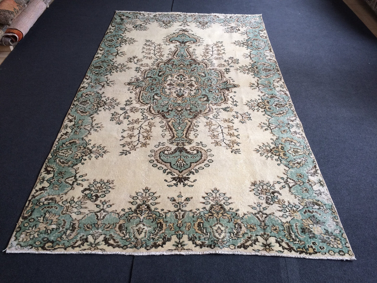 Oushak Rug, Vintage Rug Turkish  Rug, Boho Rug, Living Room Rug, Green Rug Oushak Rug,Hand woven Rug,Weaving Rug,