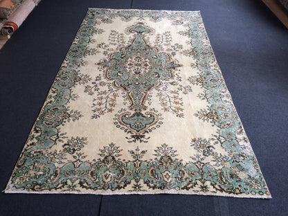 Oushak Rug, Vintage Rug Turkish  Rug, Boho Rug, Living Room Rug, Green Rug Oushak Rug,Hand woven Rug,Weaving Rug,