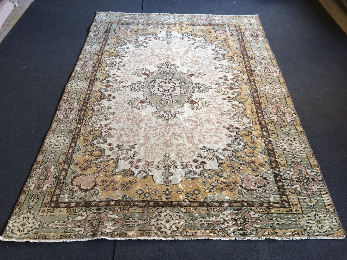 6x8 Oushak  Rug, Bohemian Rug, Living Room Rug, Turkish Oushak Rug, Hand woven Rug, Weaving Rug,  Vintage Flooring