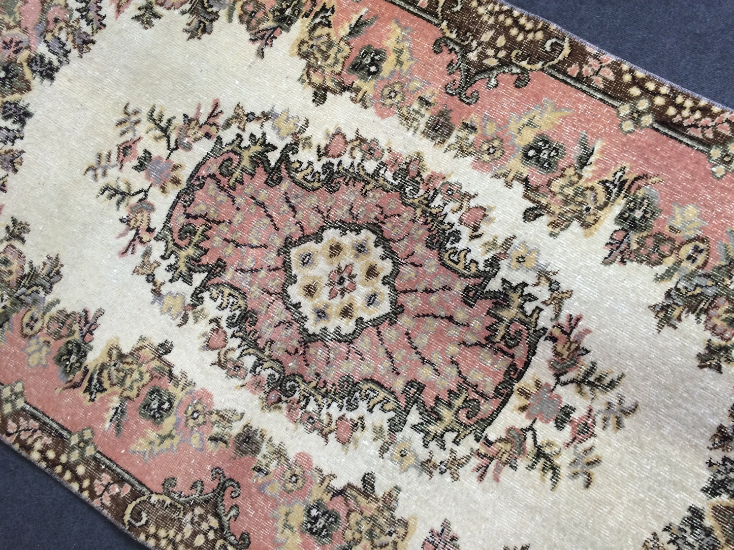 Vintage Pink Rug,4x7  Turkish Rugs Bohemian Rug, Wool Oushak Rug, Pink Oushak Rug,Hand woven Rug,Weaving Rug