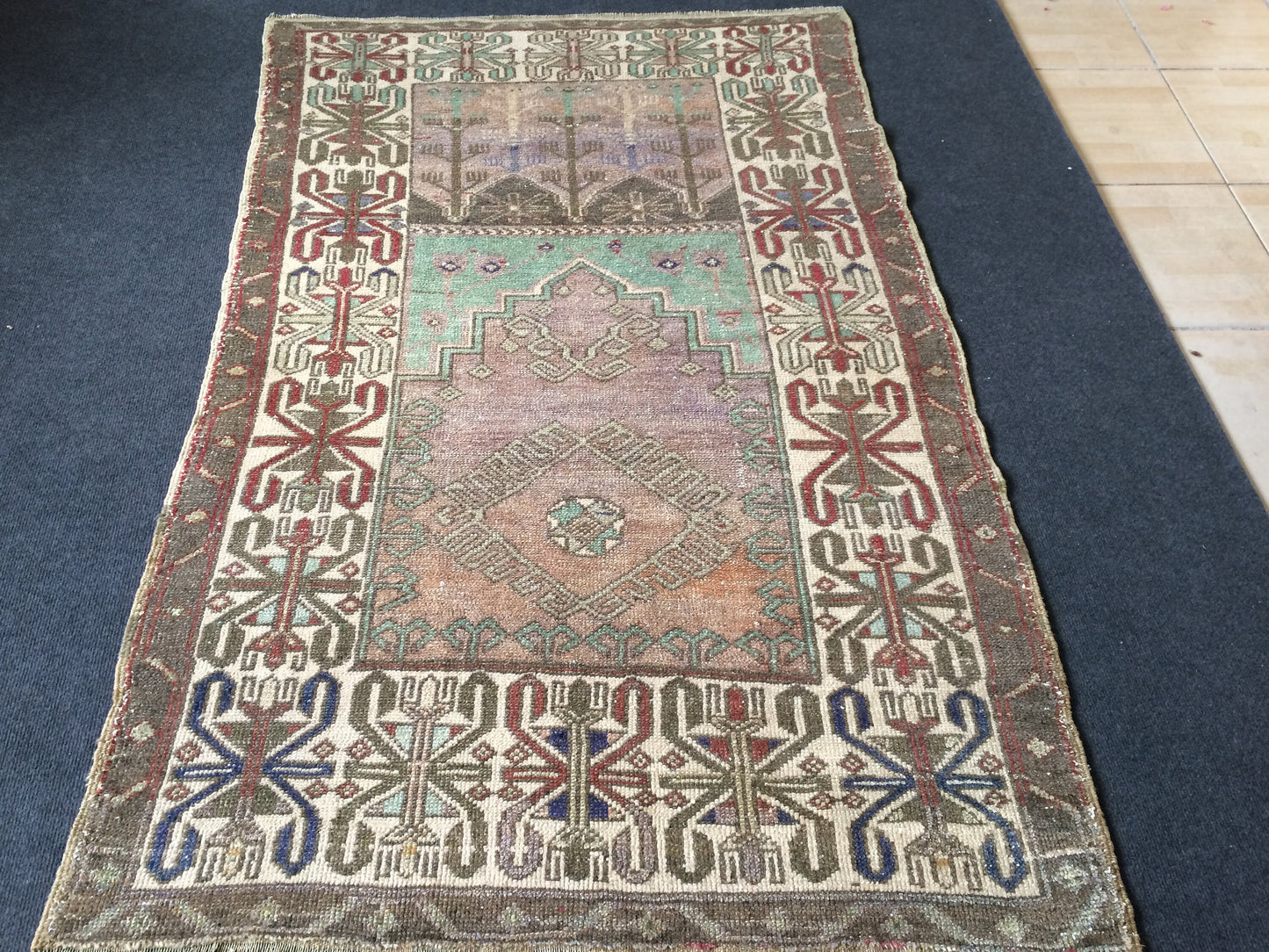 WOOL Oushak Rug Turkish Rug Vintage  Rug Hallway  Rug Kitchen Rug Wool Nomad Rug Turkish Wool Oushak Rug 5.4 x 3.6