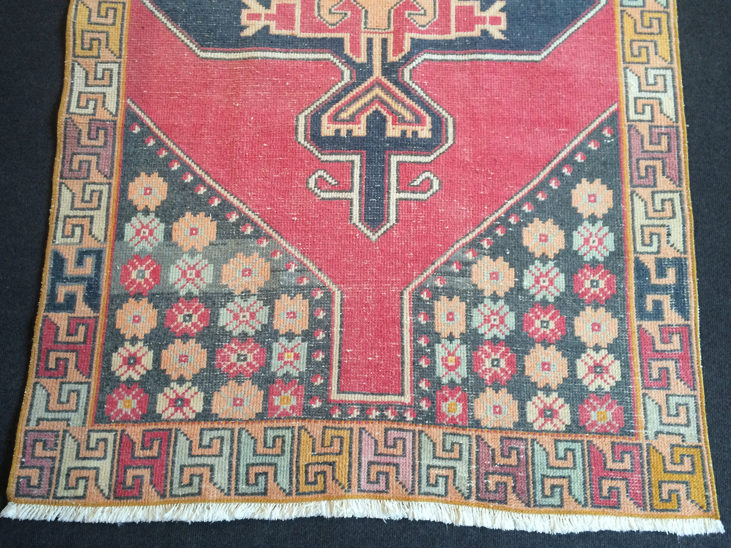 Turkish Rug, 3x8 Vintage Rug,Handmade Oushak Rug, Farmhouse Rug Wool Rug Wool Pile Rug Rustic Rug Bohemian Rug Vintage Turkish Rugs Oriental