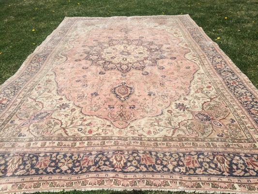 6.5 x 10 Persian RUG, Oriental Rug Large Area Rug, VINTAGE Rug, Turkish  Rug,Hand Knotted Rug Antique Rug Muted  Rug, 7x10 Light Pink Rug