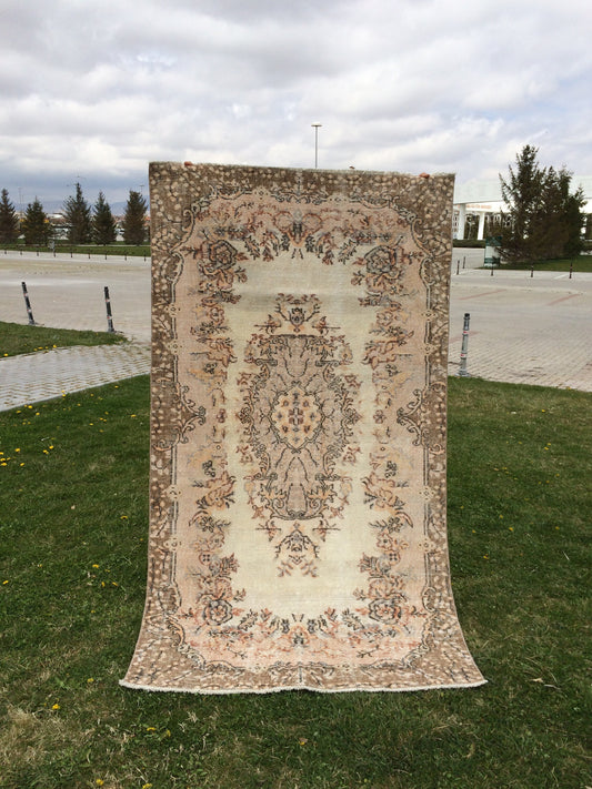 Vintage RUG, Turkish VINTAGE Rug, Oushak  Rug, Bohemian Rug, Living Room Rug, Oushak Rug,Hand Knotted Rug, Muted Rug,  Vintage Flooring,Rugs