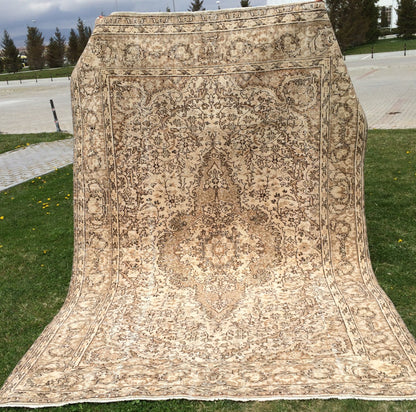 6.3 x 9.5 Vintage Oriental Large Area RUG, Turkish  Rugs, Vintage Rug, Living Room Rug, Muted Persian Rug Muted Oushak Rug, Hand Knotted Rug
