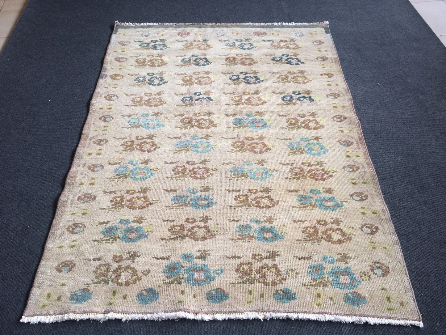 Turkish Rug, Vintage Oushak Rug Farmhouse Rug, Vintage Rug, Minimalist Rug, Hand Made Rug