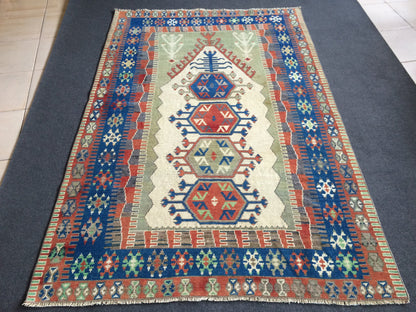 Persian Rug, Vintage  Rug, Oushak  Rug, Turkish Rugs,Turkish Wool rug 6.4 x 4.2 ft