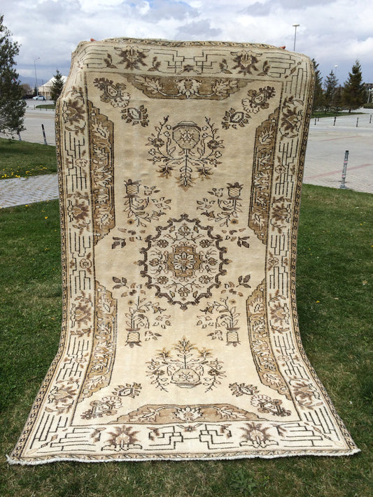 9 x 5 Turkish Rugs Large Area Rug, Pastel colors Vintage Rug, Muted Oushak Rug Muted Distressed Rug 5x9  Muted Persian rug
