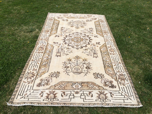 9 x 5 Turkish Rugs Large Area Rug, Pastel colors Vintage Rug, Muted Oushak Rug Muted Distressed Rug 5x9  Muted Persian rug