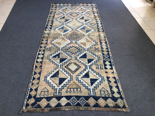 Old Turkish Rug, Oushak Rug, Wool Oriental Blue Rug, Oushak Runner Rugs, Farmhouse Rug, Vintage Rug, Vintage Rug, Hand Made Rug