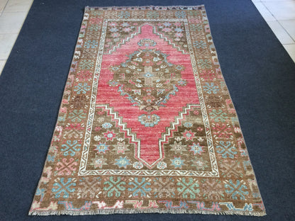 OUSHAK RUG Pink TURKISH Oushak Rug Vintage Rug Wool Hand Made Rugs Vintage Turkish Rug