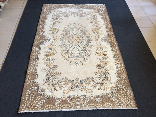 4 x 6.9 Rugs, Eclectic Turkish, Oushak Wool Rug 4x7 Persian
