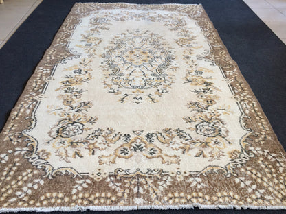 4 x 6.9 Rugs, Eclectic Turkish, Oushak Wool Rug 4x7 Persian