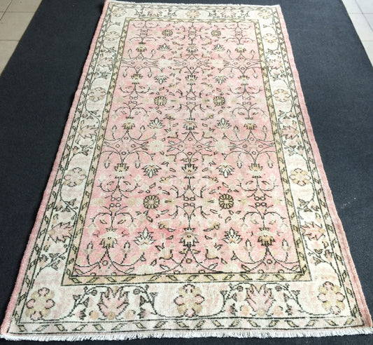 Pink Turkish Rugs 4x7 Oushak Rugs Muted colors Vintage Rugs PINK Hand Made Oushak Rugs Distressed Colors Rugs Earth Tones Rug  Rustic Rugs