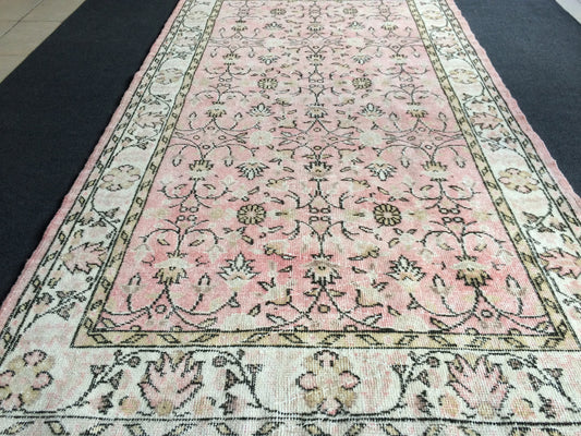 Pink Turkish Rugs 4x7 Oushak Rugs Muted colors Vintage Rugs PINK Hand Made Oushak Rugs Distressed Colors Rugs Earth Tones Rug  Rustic Rugs