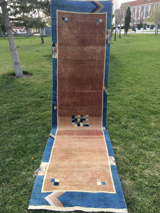 Oushak Runner Vintage RUNNER RUG Turkish Runner Rug, Bohemian Rug, Oushak Runner Rug, Earth Tone Runner Rug Wool Runner Hand Made Runner