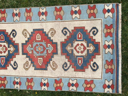 BLUE oushak Rug Turkish Runner Rug 8.4 x 2.7 Runner Rug Vintage Runner RugsOushak  Runner Rug Earth Tones Rugs Rustic Runner Rug