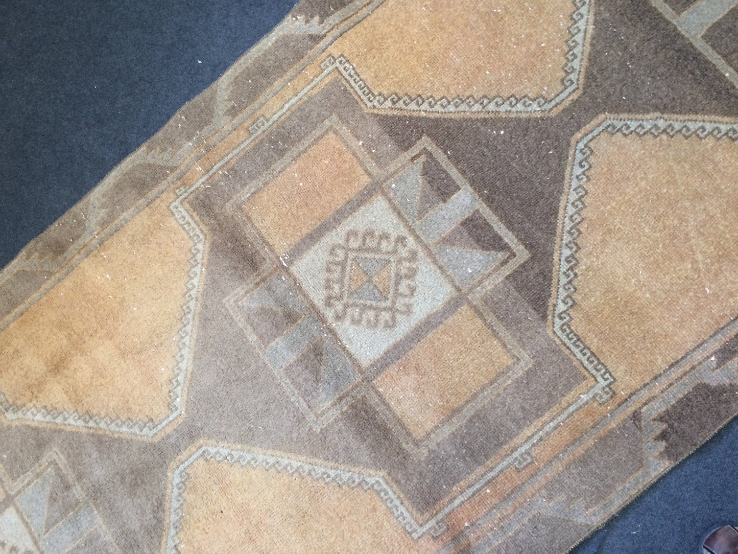 12.2 x 3.8 Oushak Runner Rug Turkish Runner Rug Neutral Vintage Runner Rug Hallway Runner Rug Muted Kitchen Runner Rug Wool Runner Rug Wool