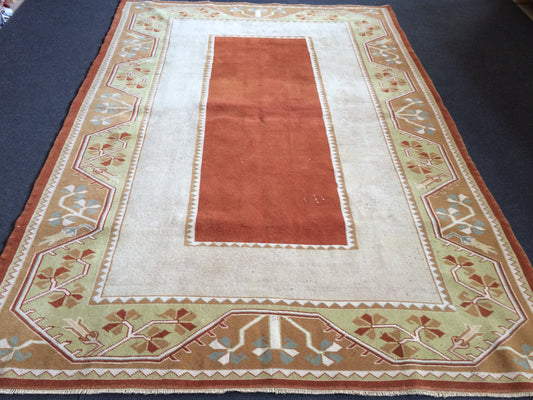 5 x 7.7 Turkish Rug Vintage Rug Pastel colors Oushak Rug Hand Made Rug Distressed Colors Rug Earth Tones Rug Wool Pile Rug