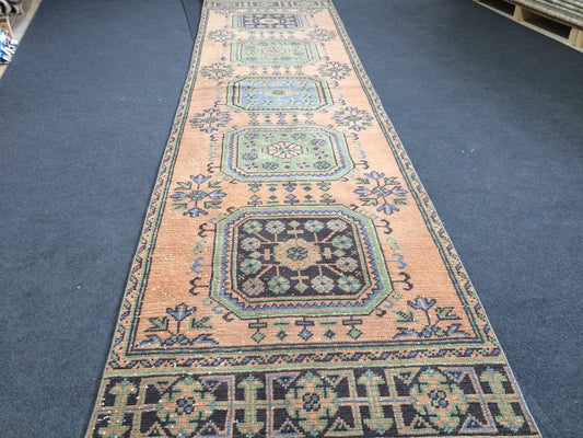 11.4 x 2.9 Oushak Runner Rug Turkish Runner Rug Vintage Runner Rug Hallway Runner Rug Kitchen Runner Rug Wool Runner Rug Wool Oushak Rug