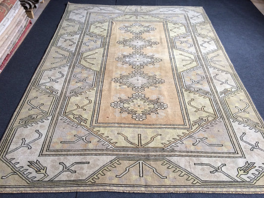 6.2 x 8.8 TURKISH RUG Oushak Rug Vintage Rug Wool Rug Hand Knotted Rug Hand Made Rug