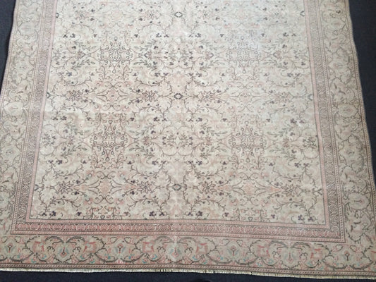 Muted Turkish Rug Large Area Rug Pastel Oushak 6 x 9.3 Rug Vintage Muted Rug Hand Made Rug Vintage Earth Tones Rug Rustic Rug 6x9 Muted rug
