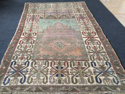 WOOL Oushak Rug Turkish Rug Vintage  Rug Hallway  Rug Kitchen Rug Wool Nomad Rug Turkish Wool Oushak Rug 5.4 x 3.6