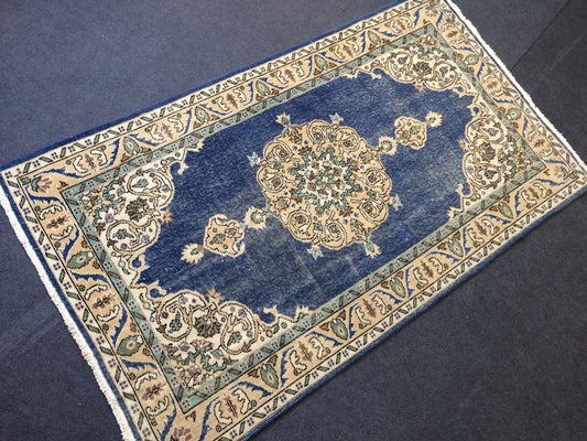 7 x 4 vintage Rug Oushak Rug Turkish Rug Blue Hand Made Rugs