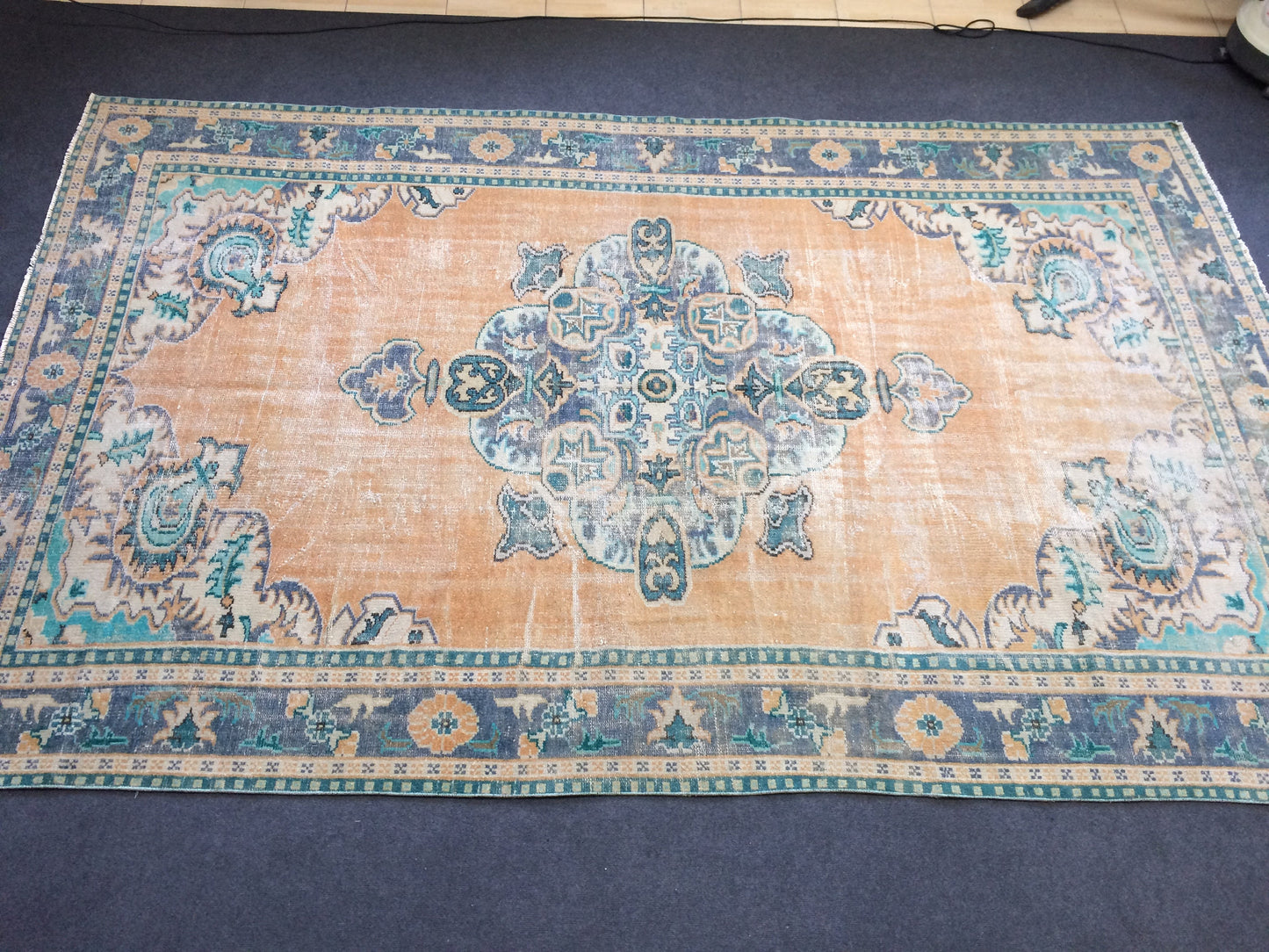 11.4 x 7 Turkish Rug Vintage Rug Oushak Rug Wool Rug